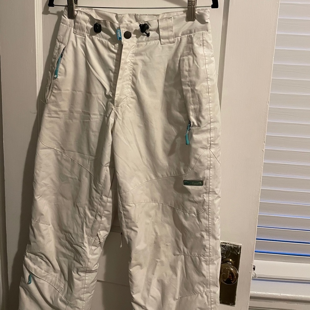 White “Liquid” “kids/ junior size large Snow Pants